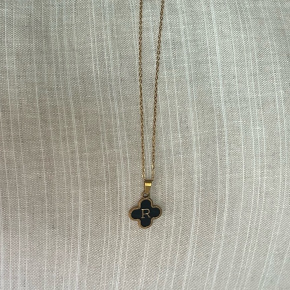 Gold Initial R Necklace - Picture 2 of 5